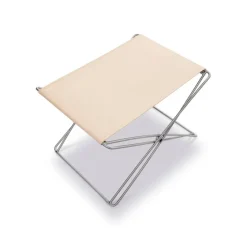 Fredericia JG hopfällbar pall, borstat stål - naturläder