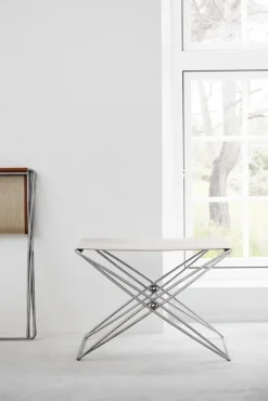 Fredericia JG hopfällbar pall, borstat stål - naturlig kanvas