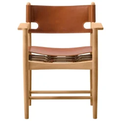 Fredericia The Spanish Dining Chair med armstöd, cognac läder - oljad ek