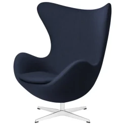 Fritz Hansen Egg loungefåtölj, satinpolerad aluminium - Dark Blue 1155