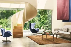 Fritz Hansen Egg loungefåtölj, satinpolerad aluminium - Dark Blue 1155