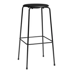 Fritz Hansen High Dot barstol, 76 cm, svart - svart läder