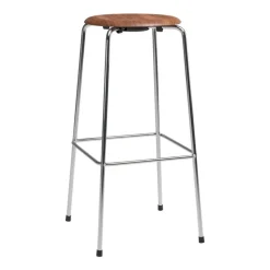 Fritz Hansen High Dot barstol, 76 cm, krom - valnötsfaner