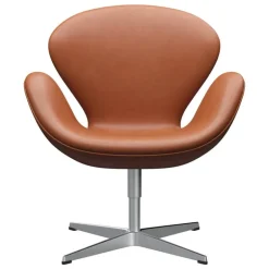 Fritz Hansen Swan 3320 fåtölj, borstad aluminium - Grace valnöt läder