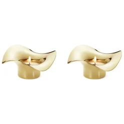 Georg Jensen Cobra värmeljushållare, 2 st, guld