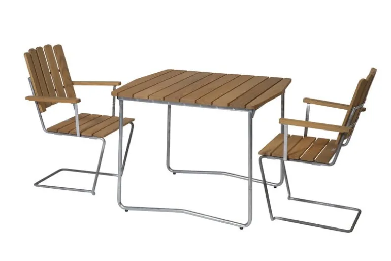 Grythyttan Stålmöbler Fåtölj A2, galvaniserat stål - oljad ek