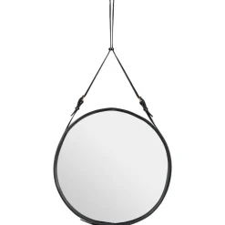 GUBI Adnet spegel, L, svart läder