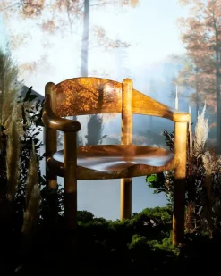 GUBI Daumiller fåtölj, gyllene furu