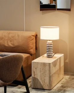 GUBI Gravity Upcycled-Marble Edition bordslampa, liten, grå/vit - canvas