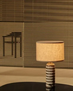 GUBI Gravity Upcycled-Marble Edition bordslampa, liten, grå/vit - canvas