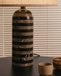 GUBI Gravity Upcycled-Marble Edition bordslampa, stor, grå/svart - canvas