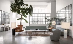 GUBI Gravity XL golvlampa, hög, svart marmor - kanvas