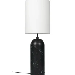 GUBI Gravity XL golvlampa, hög, svart marmor - vit