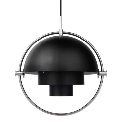 GUBI Multi-Lite pendellampa, liten, krom - svart semimatt