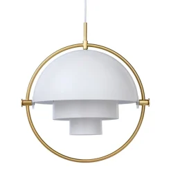 GUBI Multi-Lite pendellampa, liten, mässing - vit semimatt