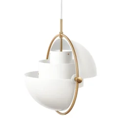GUBI Multi-Lite pendellampa, liten, mässing - vit semimatt