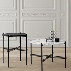 GUBI TS soffbord, 40 cm, svart - vit marmor