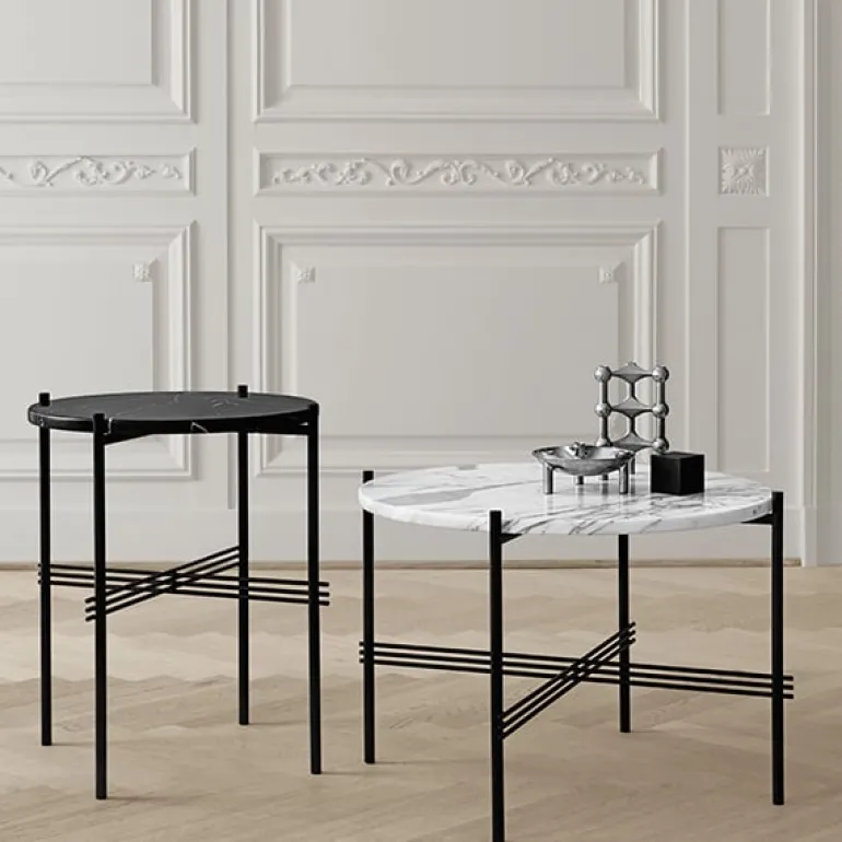 GUBI TS soffbord, 40 cm, svart - vit marmor