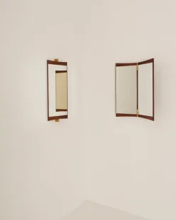 GUBI Vanity väggspegel, 1 panel, valnöt - mässing