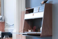 Hartô Gaston väggskrivbord, 80 cm, ek - mässing - petrolblå