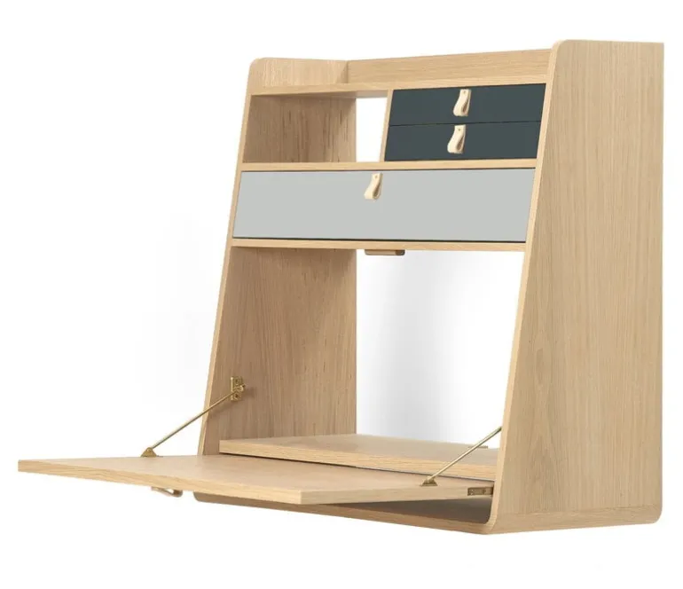 Hartô Gaston väggskrivbord, 80 cm, ek - ljusgrå - mörkgrå