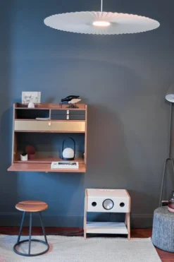 Hartô Gaston väggskrivbord, 80 cm, ek - ljusgrå - mörkgrå