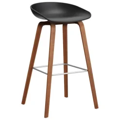 HAY About A Stool AAS32, 75 cm, svart 2.0 - lackerad valnöt - stål