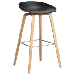 HAY About A Stool AAS32, 75 cm, svart 2.0 - lackerad ek - stål