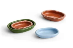 HAY Barro ovalt fat, L, naturlig terrakotta med ränder