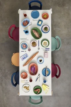 HAY Barro ovalt fat, L, naturlig terrakotta med ränder