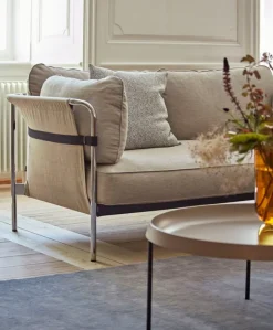 HAY Can tresitsig soffa, Linara 311 - naturlig kanvas - kromad ram