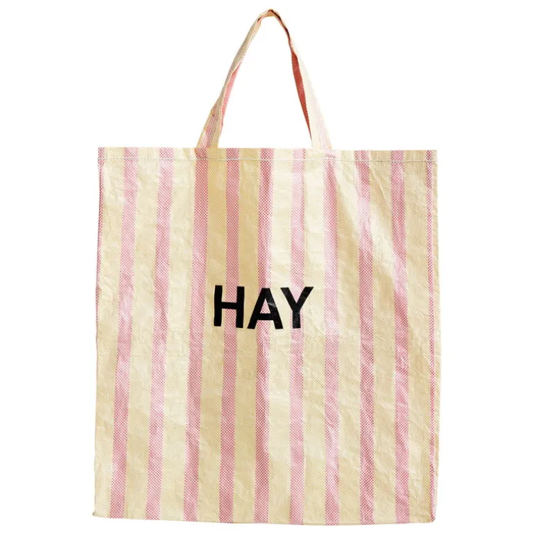 HAY Candy Stripe shoppingväska, XL, röd - gul