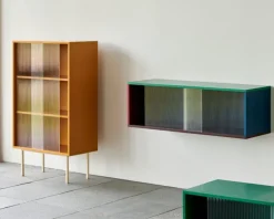HAY Colour Cabinet m/ glasdörrar, golv, 120 cm, mörk mint