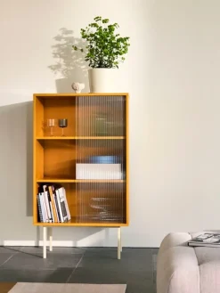 HAY Colour Cabinet med glasdörrar, hög, gul