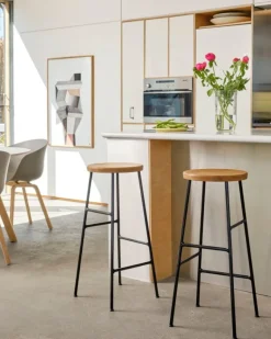 HAY Cornet barstol, hög, svart - oljad ek