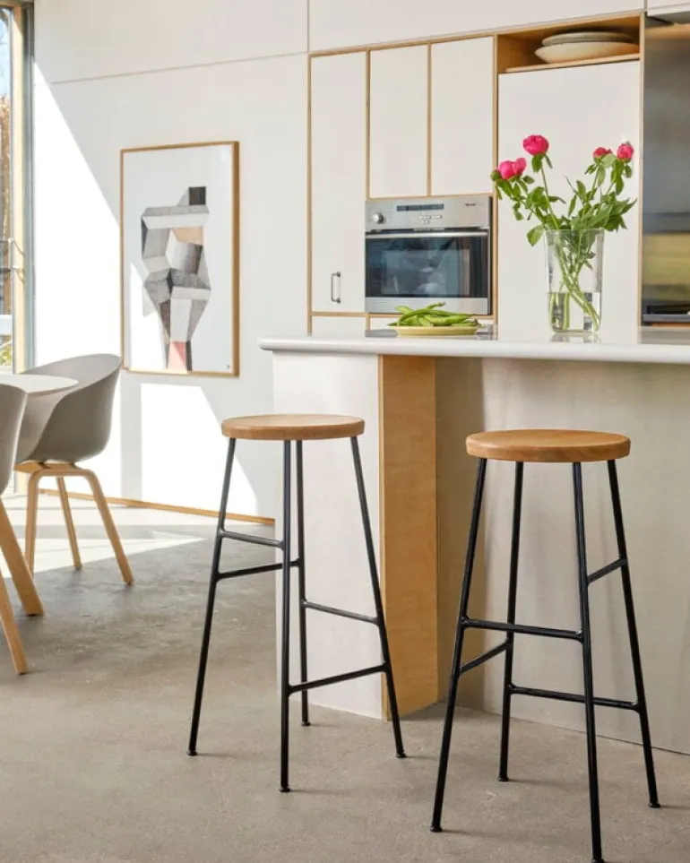 HAY Cornet barstol, hög, svart - oljad ek