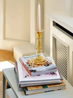 HAY Flare hög ljusstake, gul med vit kant