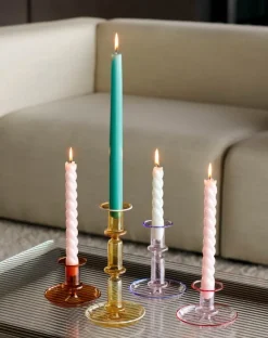 HAY Flare medium ljusstake, rosa med blå kant