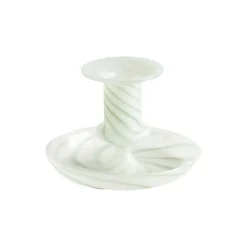 HAY Flare Stripe Milk ljusstake, grön