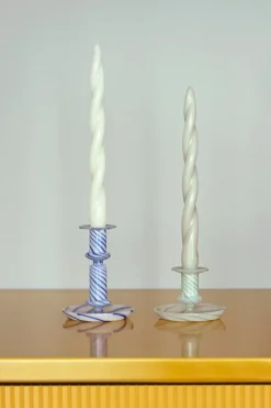 HAY Flare Stripe Milk ljusstake, grön