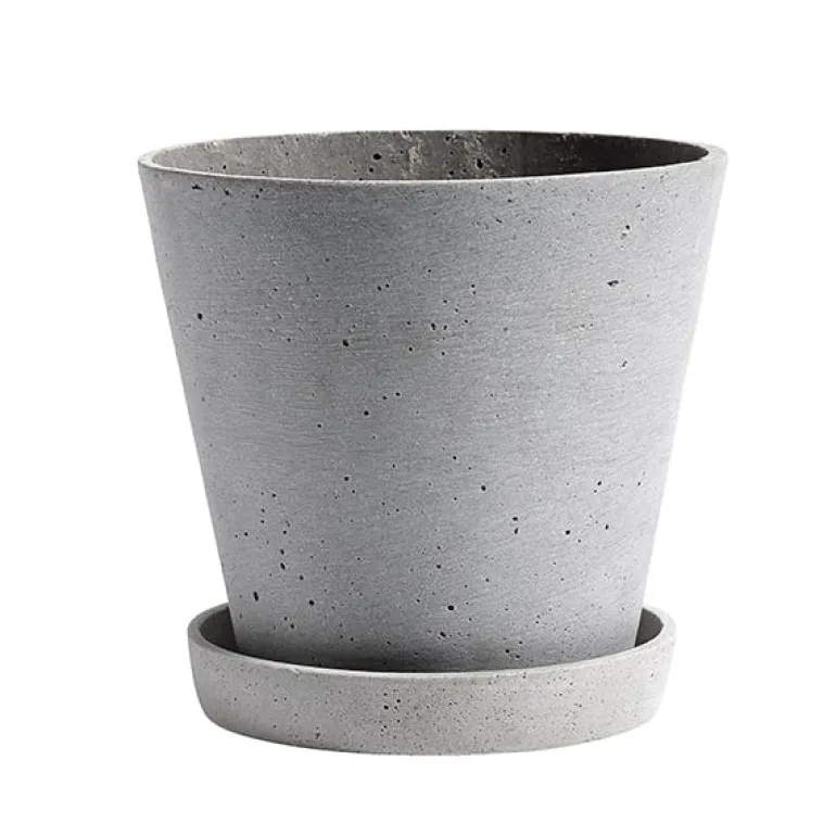 HAY Flowerpot kruka och fat, L, grå