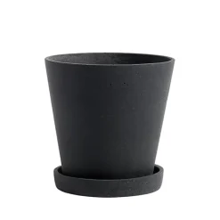 HAY Flowerpot kruka och fat, M, svart