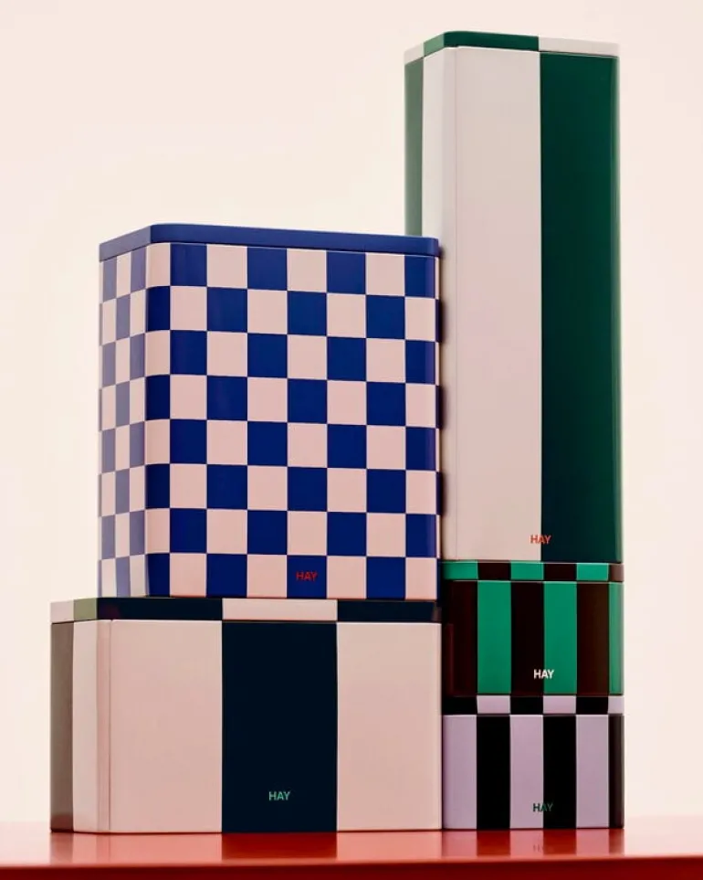 HAY Förvaringsburk i plåt, S, grön - mörkblå