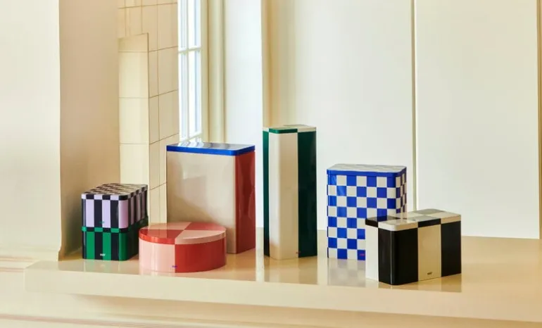 HAY Förvaringsburk i plåt, S, grön - mörkblå