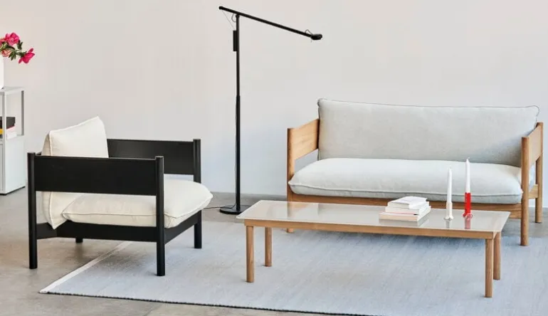 HAY Kofi bord 140 x 50 cm, lackad ek - räfflat glas