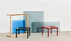 HAY Kofi bord 80 x 80 cm, svartlackerad ek - räfflat glas