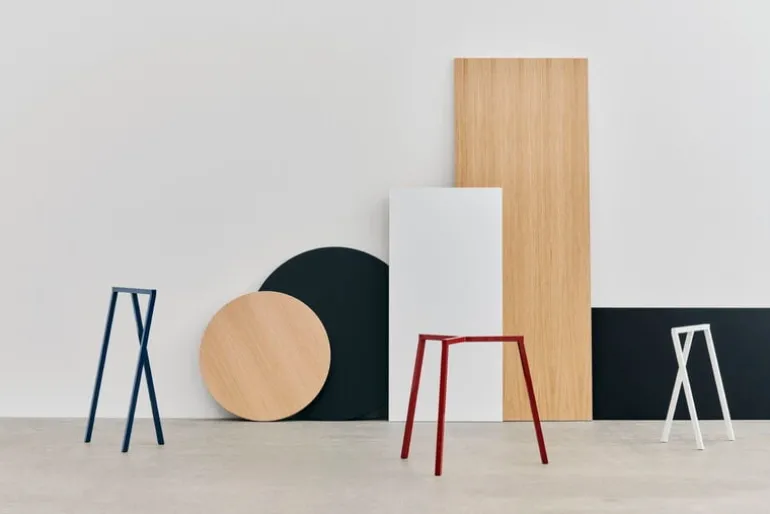 HAY Loop Stand bord, 200 cm, djupblå - lackerad ek