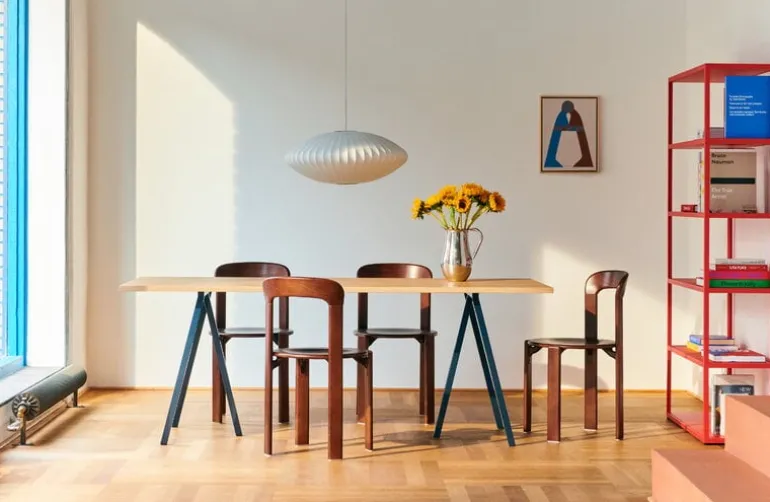 HAY Loop Stand bord, 180 cm, djupblå - lackerad ek