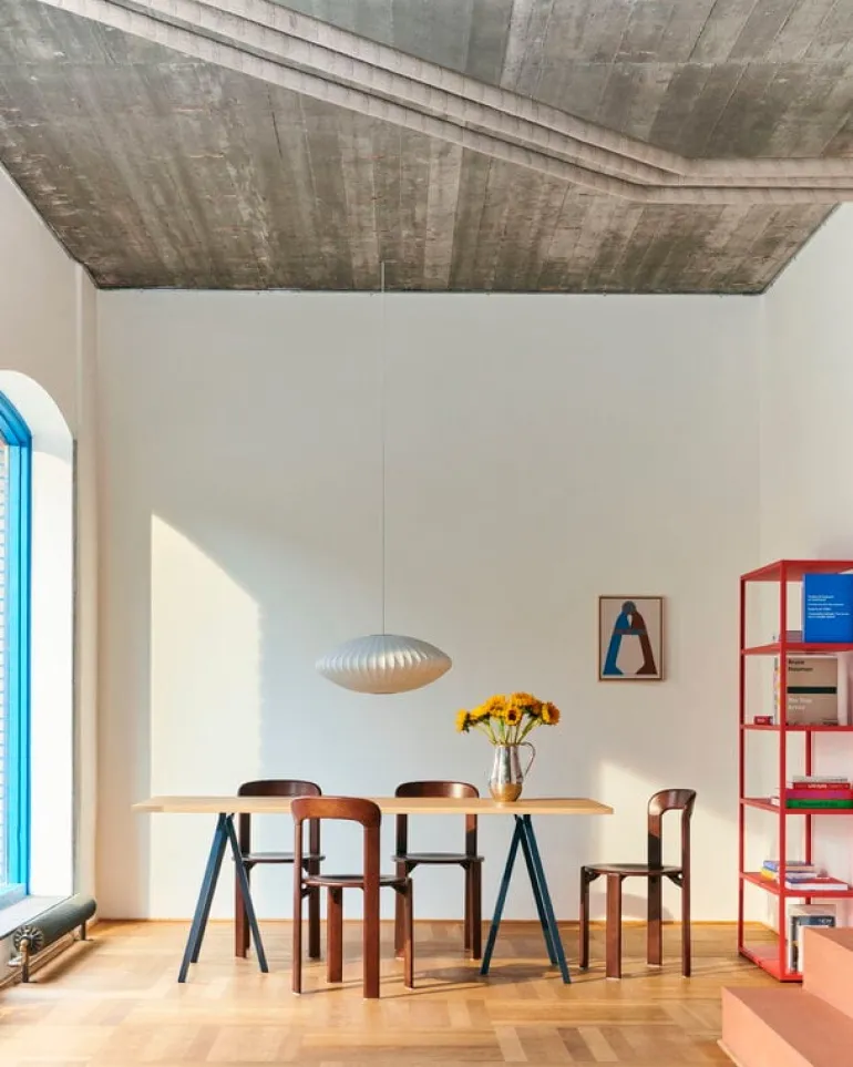 HAY Loop Stand bord, 180 cm, djupblå - lackerad ek