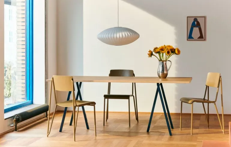 HAY Loop Stand bord, 180 cm, djupblå - lackerad ek